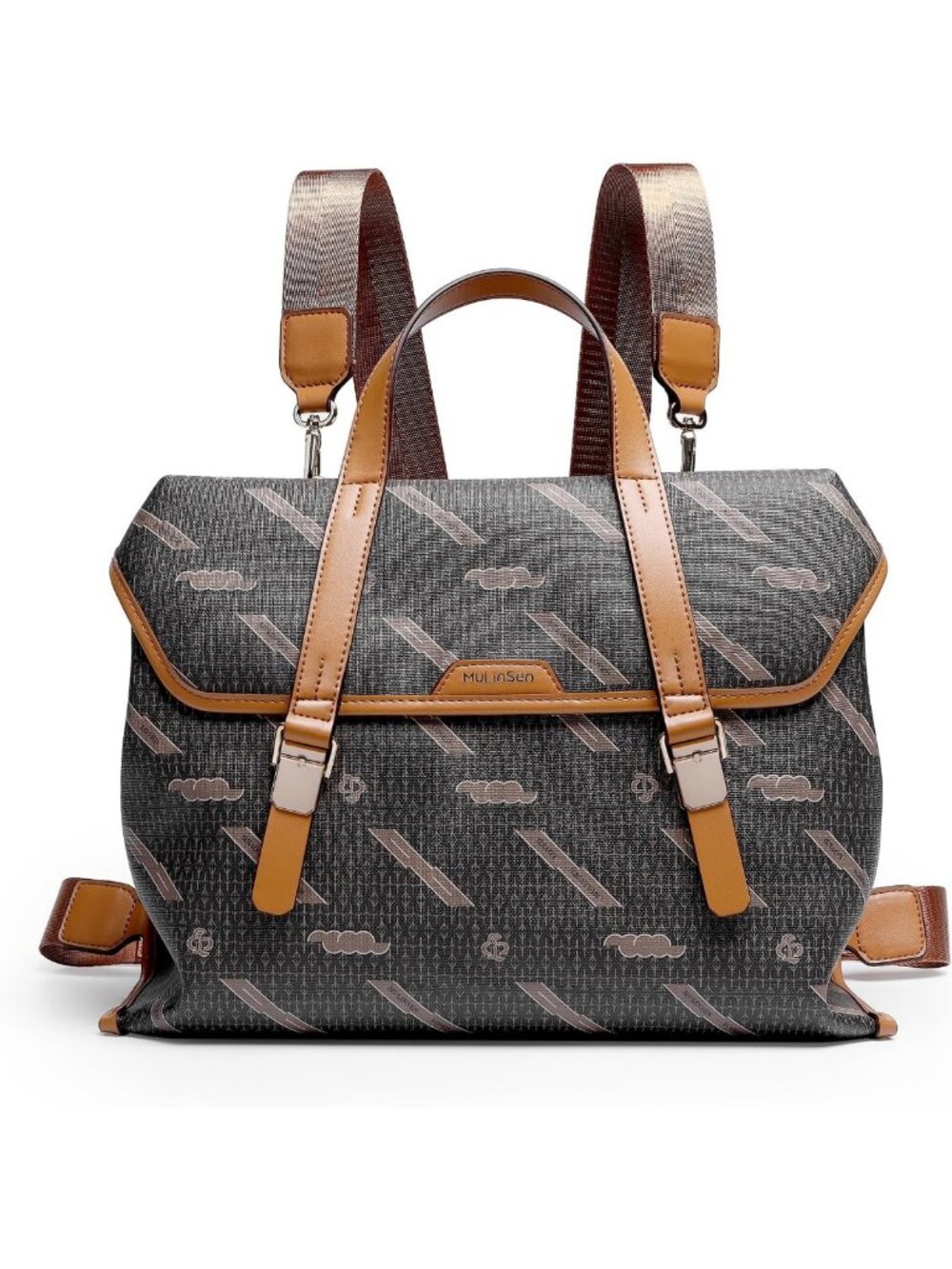 Vintage Brown Monogram Backpack Purse - Women's Leather Convertible Satchel